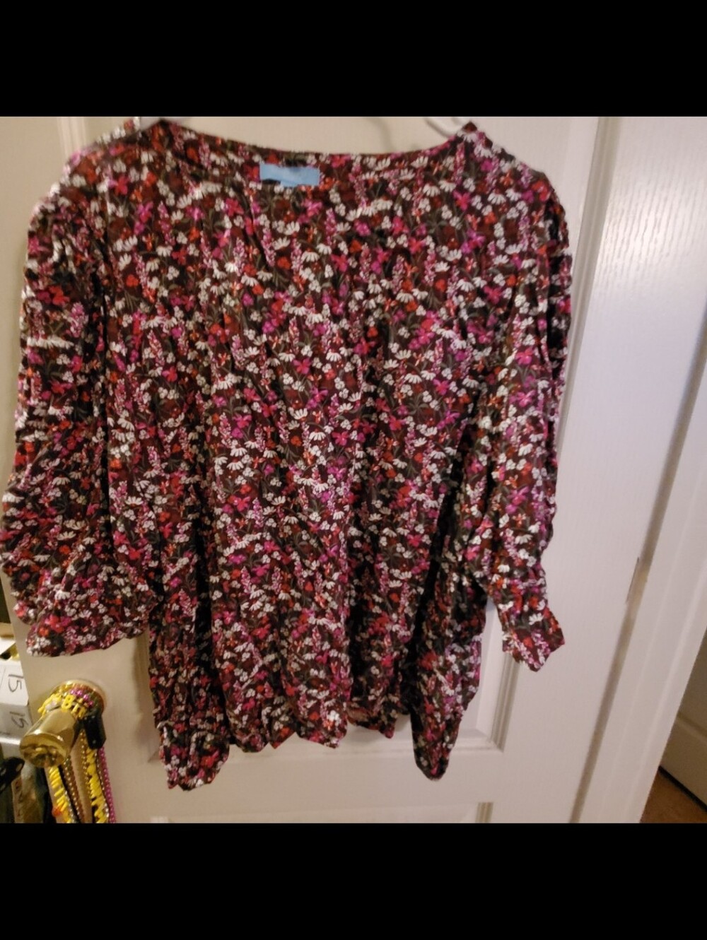 Draper James Floral Tunic Top in Pink, Brown & White